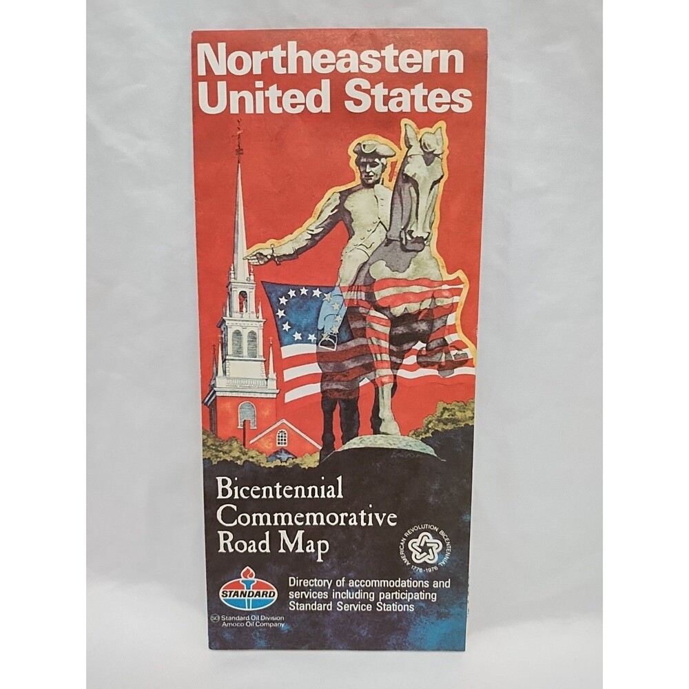 Vintage Northeastern United States Bicentennial Commemorative Road Map Brochure